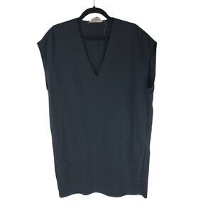 Everlane Black Japanese Goweave V-Neck Cocoon Dress Sleeveless Womens Size L